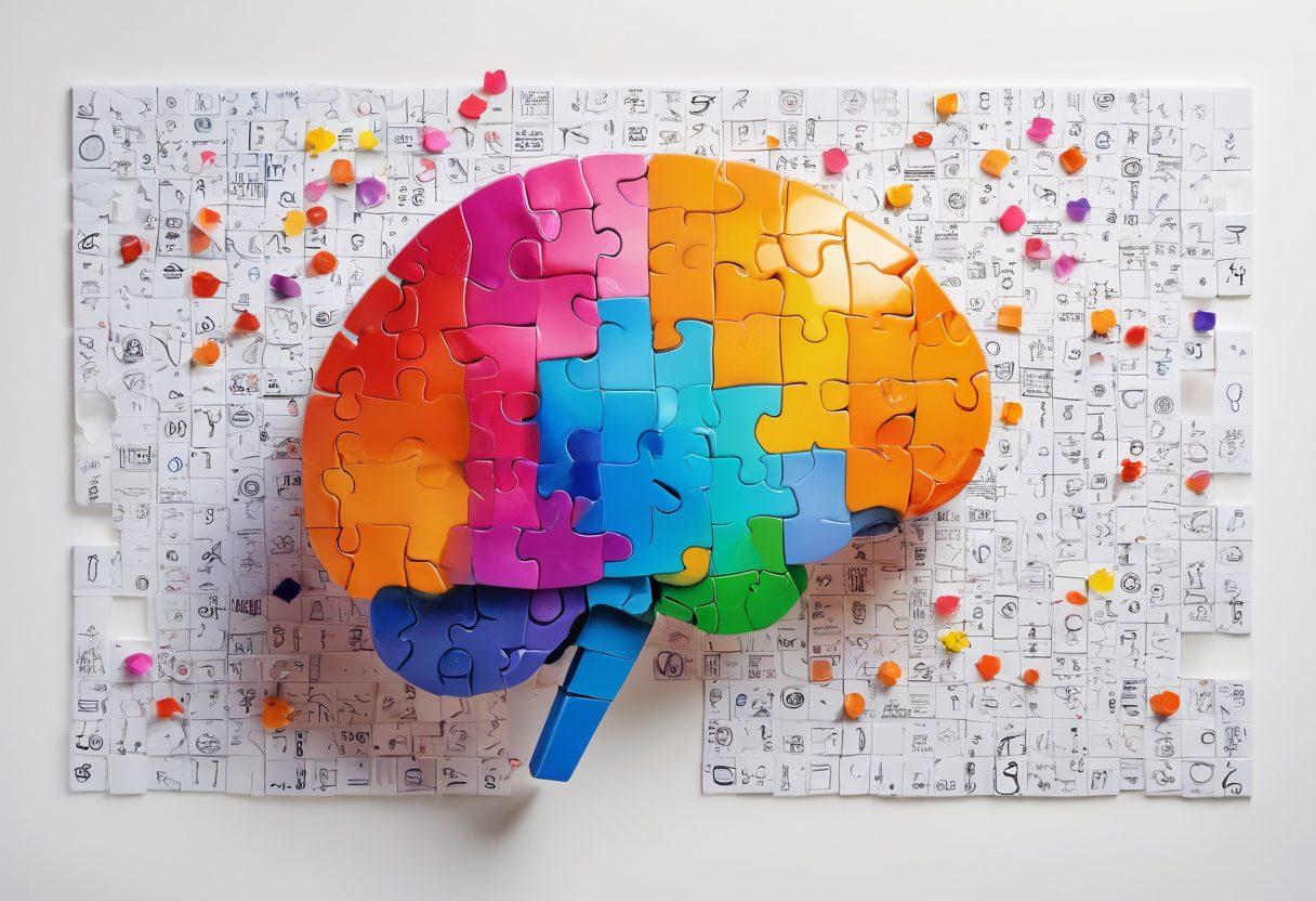 A vibrant brain made of colorful puzzle pieces surrounded by various engaging exercises like Sudoku, crossword puzzles, and brain teasers. Include a bright light bulb symbolizing ideas and intelligence, floating above the brain. The background should be filled with abstract shapes representing creativity and knowledge. The overall color scheme should be energetic and motivational, evoking a sense of challenge and excitement. modern vector art. vibrant colors. white background.